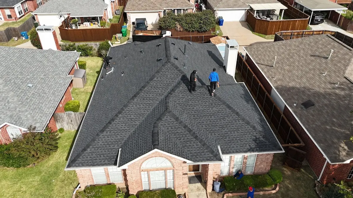Slate & Tile Roof Repair work in progress on a Dallas property